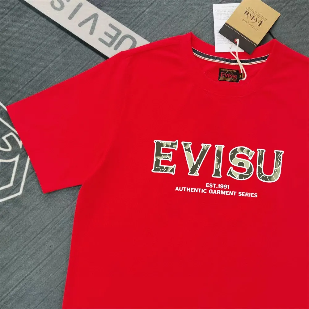 Evisu 2025New Arrival T ⚠ Quality⚠ Same Style T 。 ，Black S-XXL，White S-XXL，Gray M-XXL，Red S-XXL， Red M-XXL